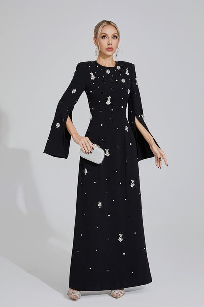 Isolde Black Diamond Maxi Dress