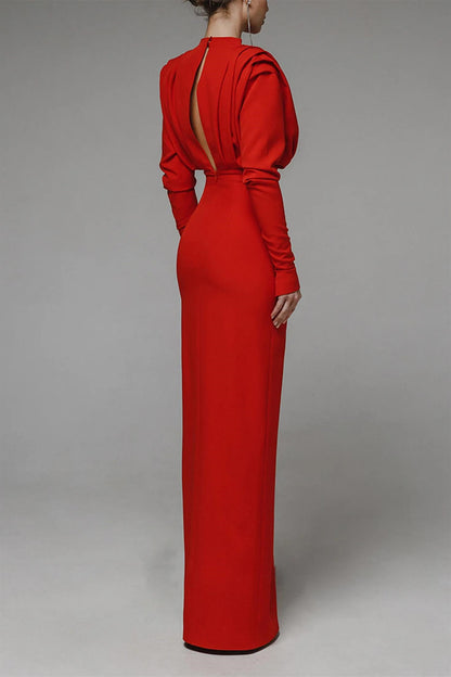 Novia Long Sleeve High Split Maxi Dress
