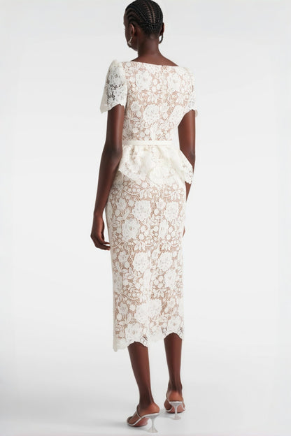 Quin Lace Rhinestone Bottom Midi Dress
