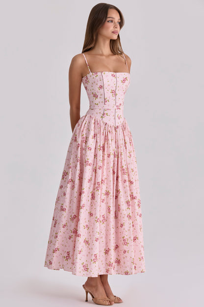 Floral Gathering Slip Midi Dress