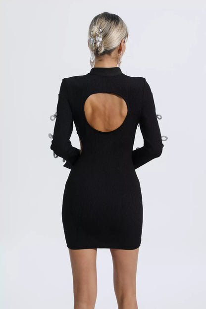 Jenesis Black Cutout Bandage Dress