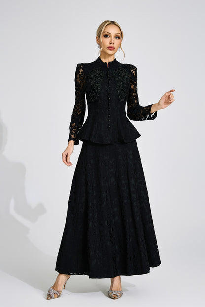 Olwen Black Lace Two Piece Set