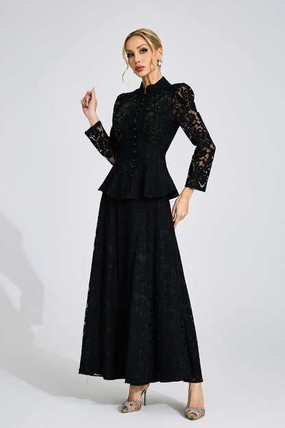 Olwen Black Lace Two Piece Set