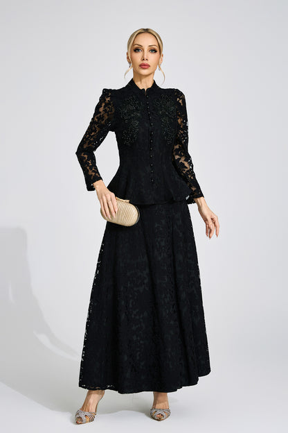 Olwen Black Lace Two Piece Set