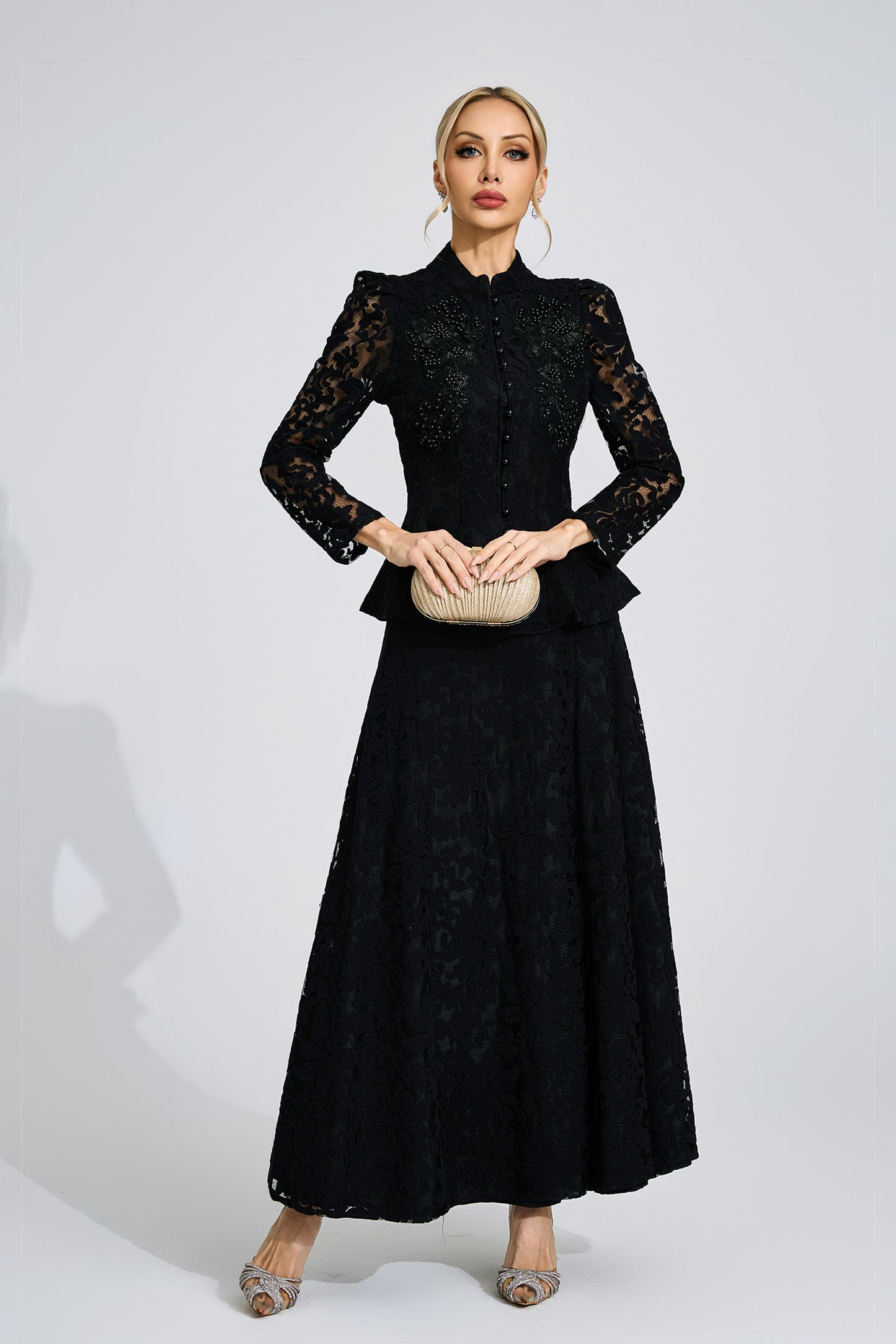 Olwen Black Lace Two Piece Set