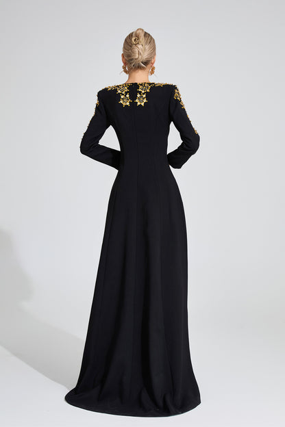 Lucinda Black Diamond Maxi Dress