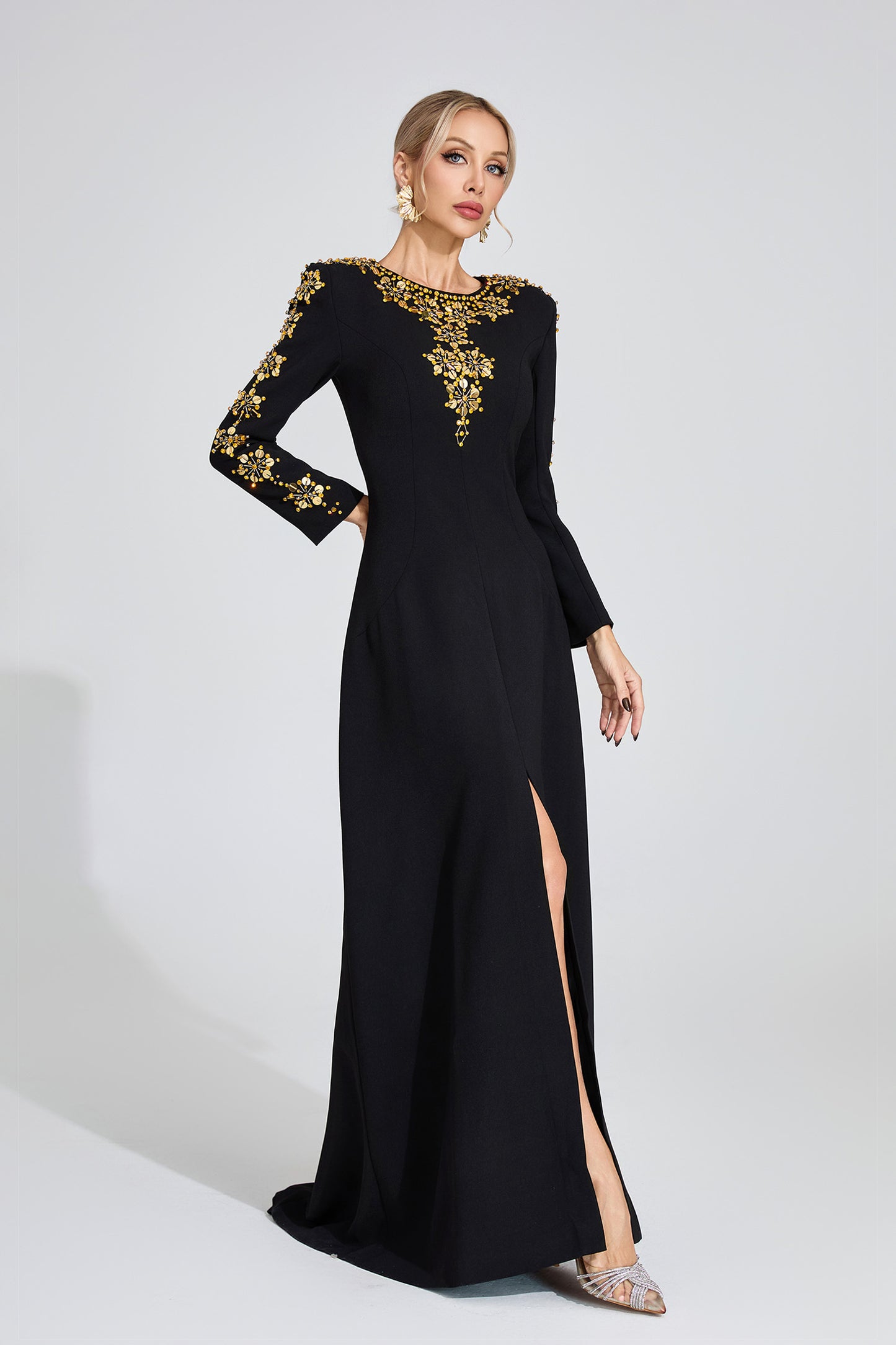 Lucinda Black Diamond Maxi Dress