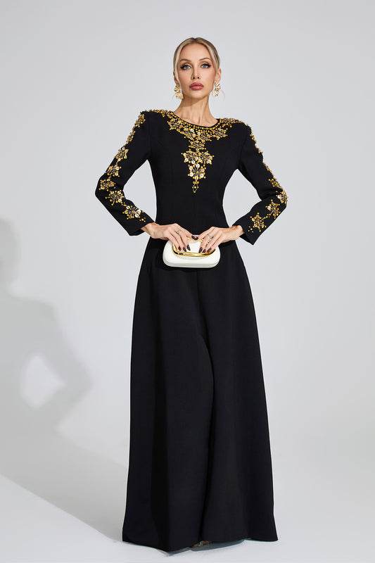 Lucinda Black Diamond Maxi Dress