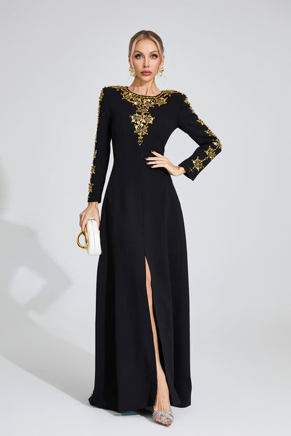 Lucinda Black Diamond Maxi Dress