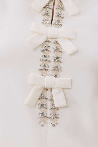 Erika Bowknot Crystal-embellished Mini Dress