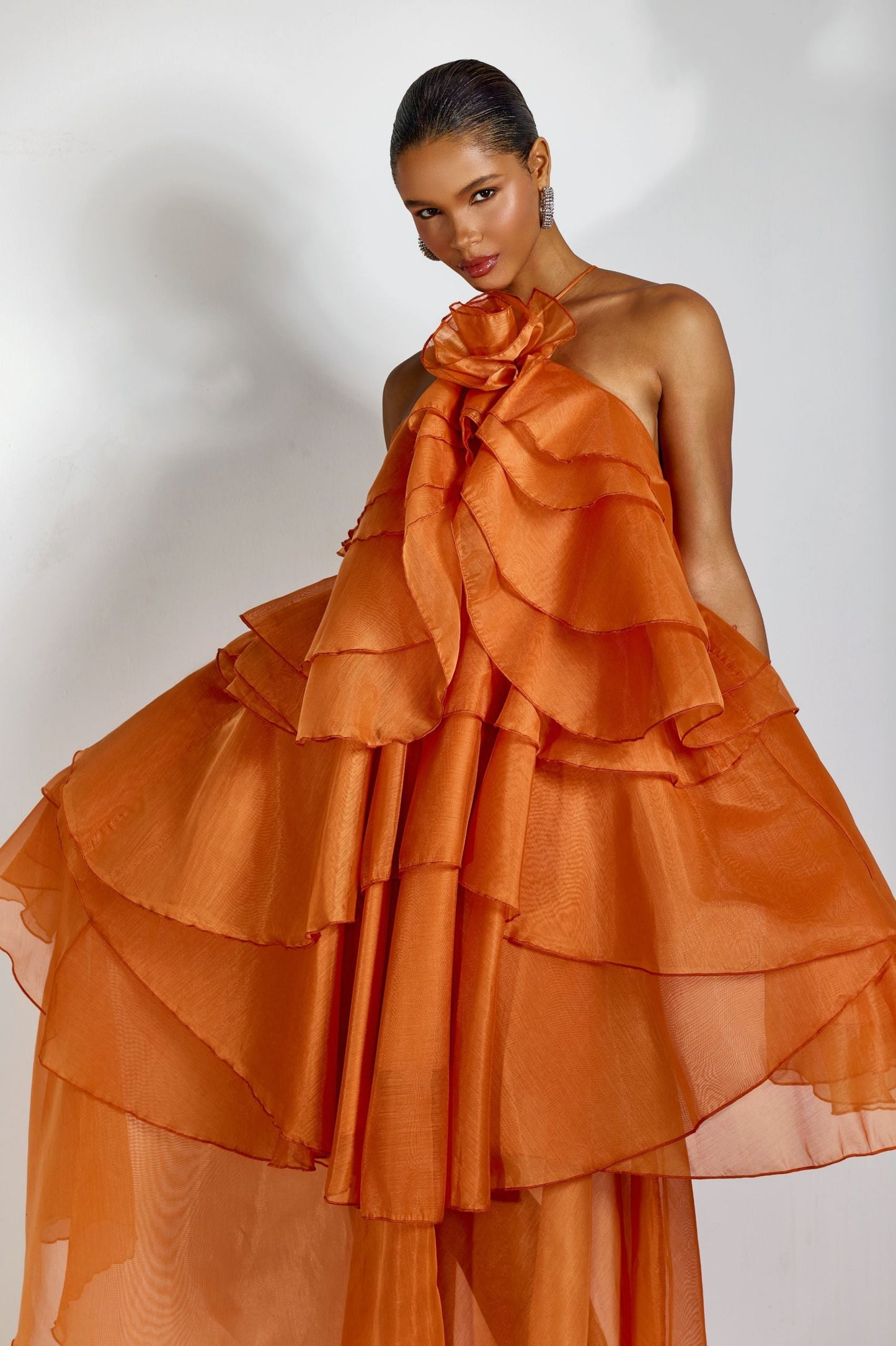 Sibley Halterneck Tiered Ruffle Maxi Dress