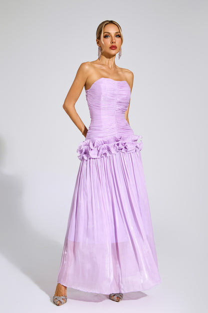 Michelson Purple Off Shoulder Ruffled Dress