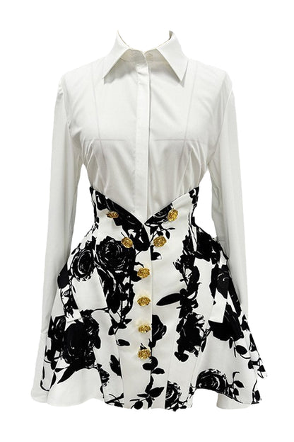Nathaniei Black Flower Printed Set