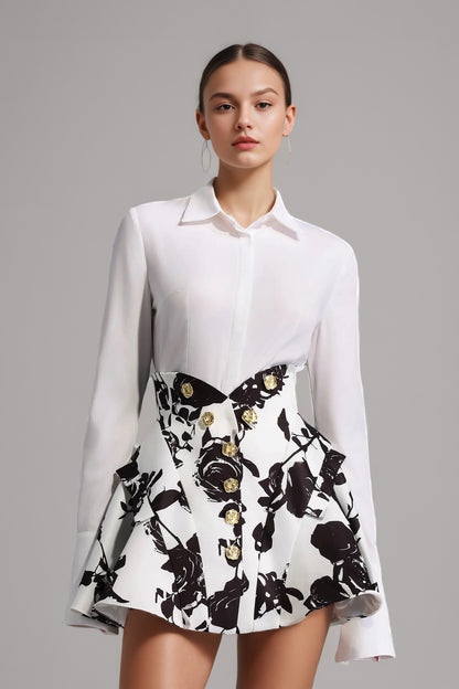 Nathaniei Black Flower Printed Set