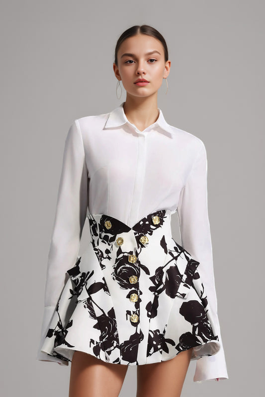 Nathaniei Black Flower Printed Set