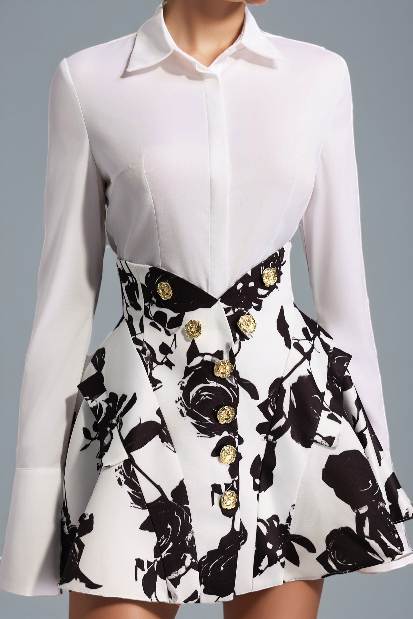 Nathaniei Black Flower Printed Set