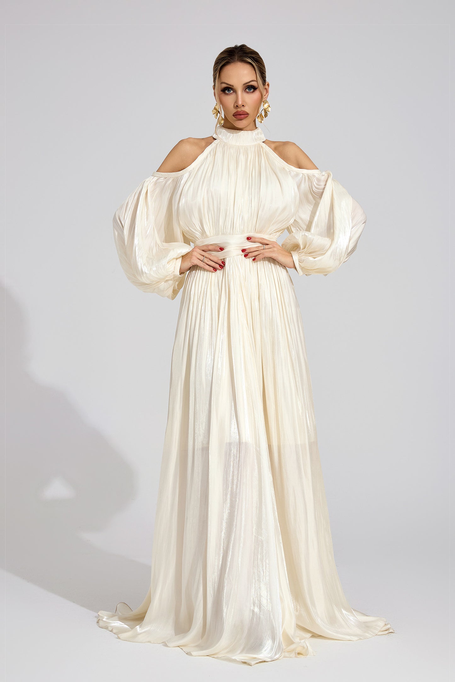 Nexus  White Halter Maxi Dress