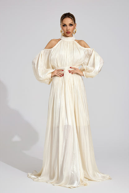 Nexus  White Halter Maxi Dress