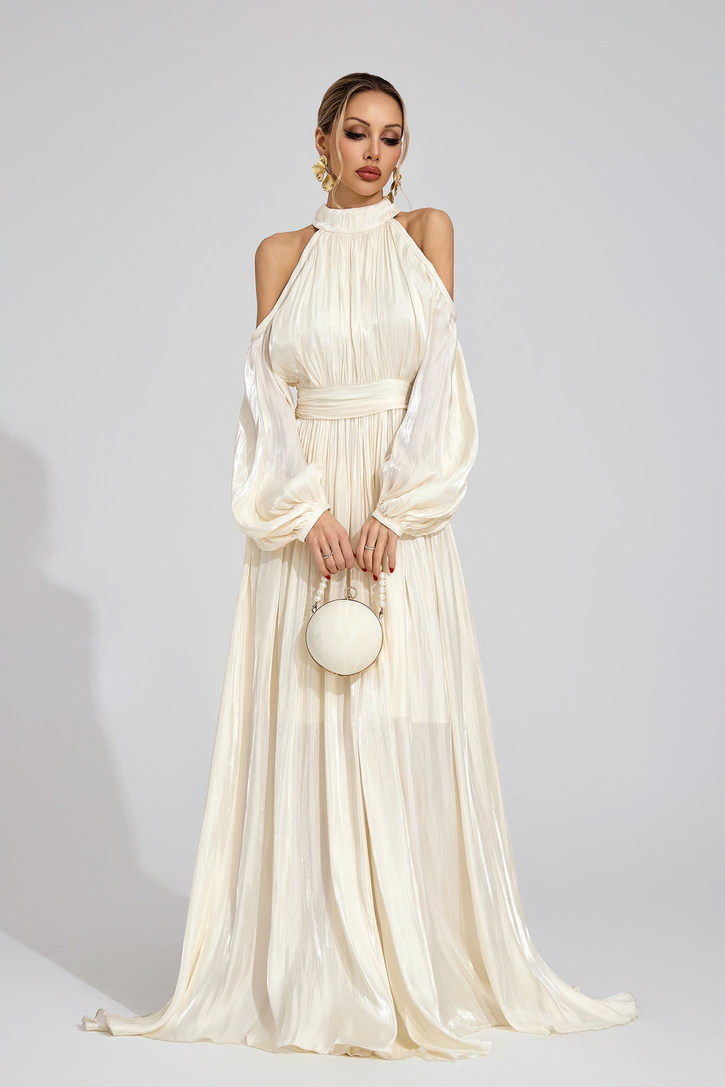 Nexus  White Halter Maxi Dress