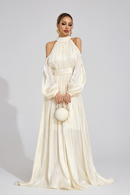 Nexus  White Halter Maxi Dress