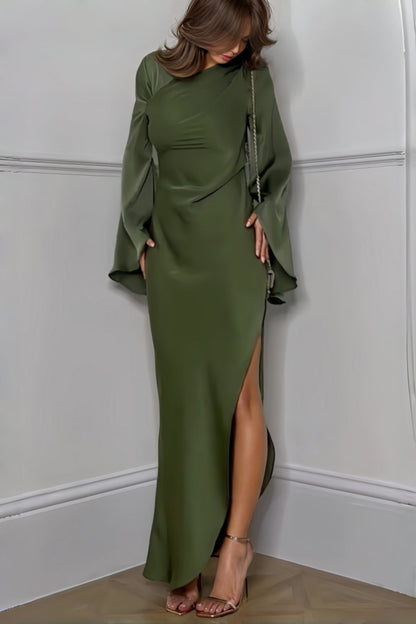 Ephai Solid Coloured Slanting Shoulder Maxi Dress