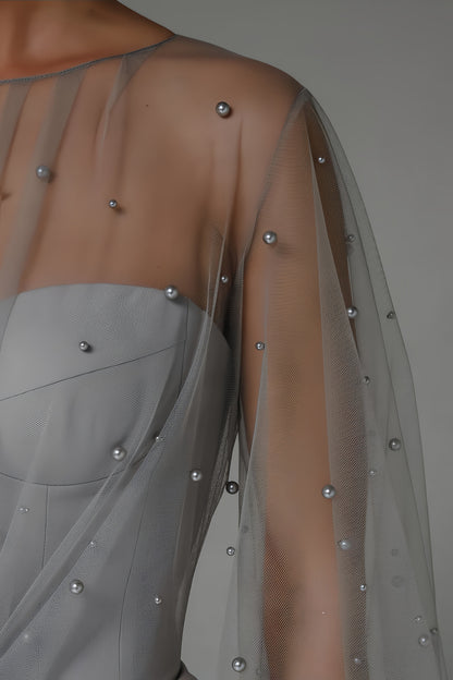 Alena Sheath Pearl Maxi Dress-Grey