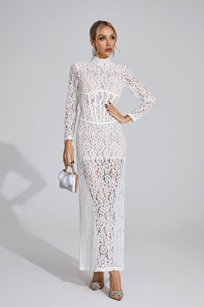 Odette  White Lace Maxi Dress