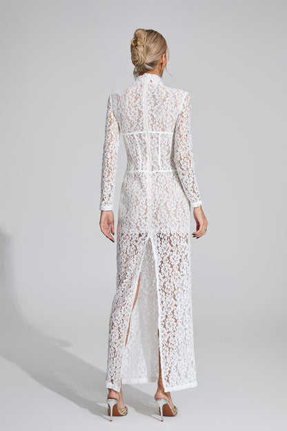 Odette  White Lace Maxi Dress