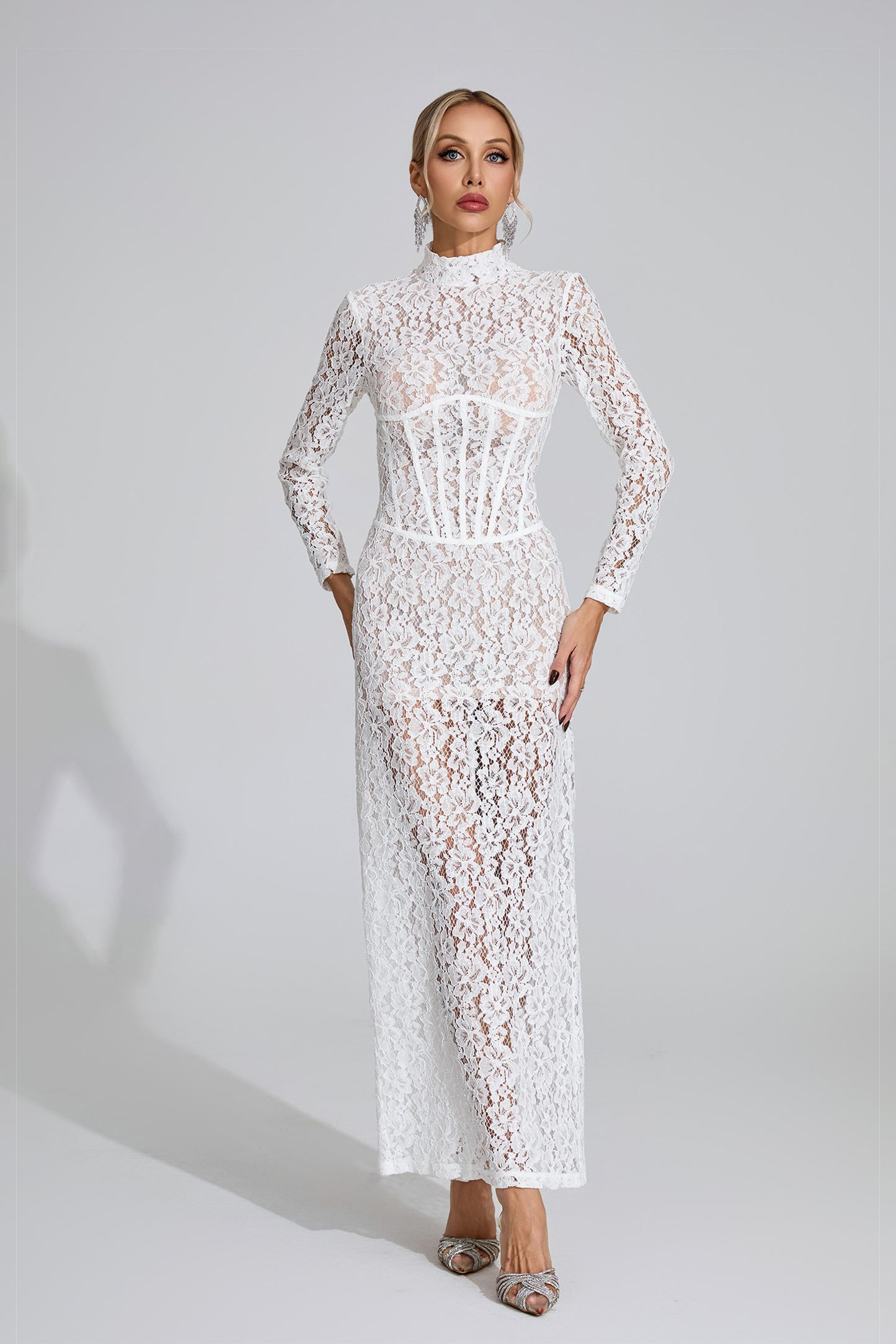 Odette  White Lace Maxi Dress