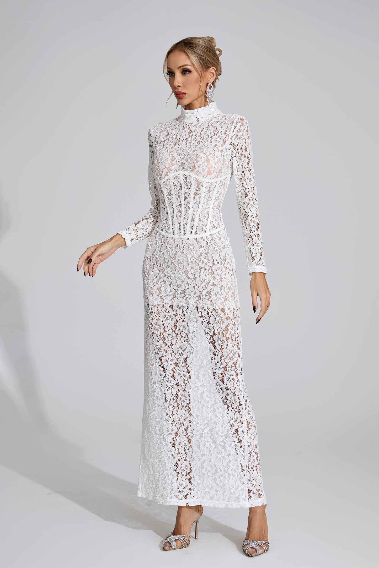 Odette  White Lace Maxi Dress