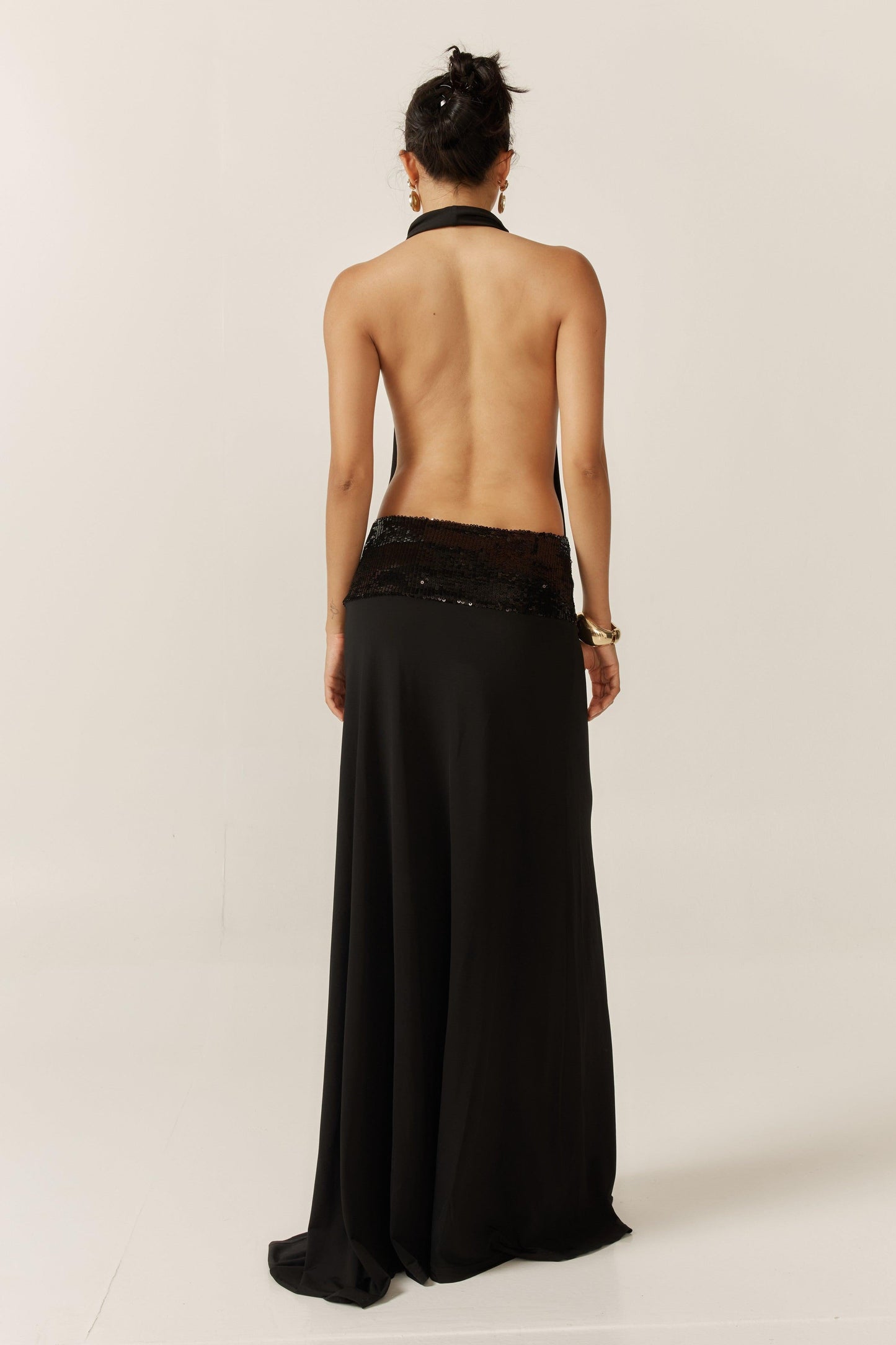 Sequin Splicing Sleeveless Maxi Dress