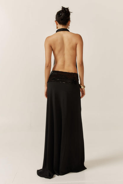 Sequin Splicing Sleeveless Maxi Dress