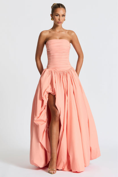 Solid Off-Shoulder Lace-Up Maxi Dress