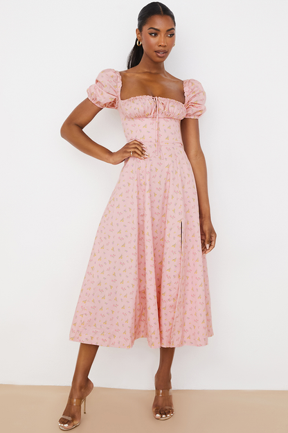 Tallulah Floral Puff Sleeve Midi Dress