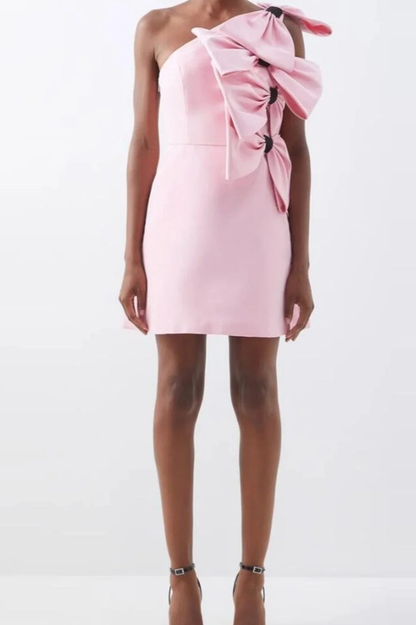 Bow Detailed Silk Mini Dress