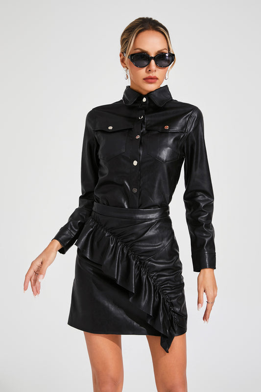 Sapir Black Leather Set