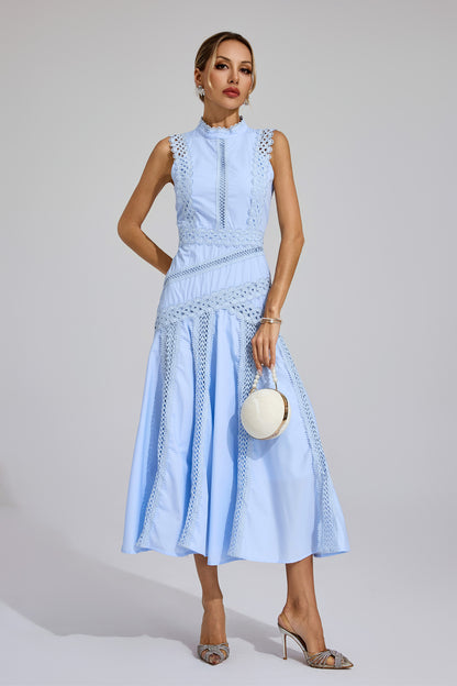 Susanna Blue Sleeveless Lace Dress