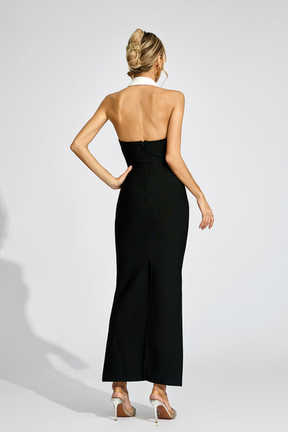 Symons Black Contrast Collar Bandage Dress