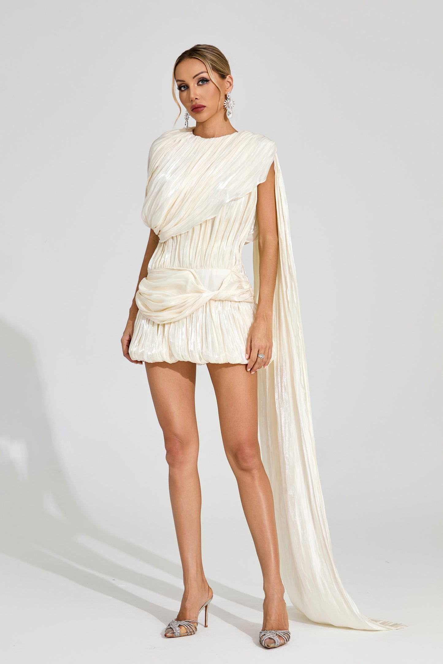Thera Apricot Draped Mini Dress