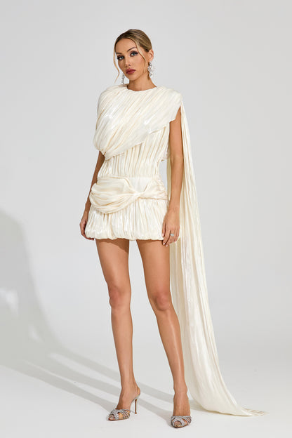 Thera Apricot Draped Mini Dress