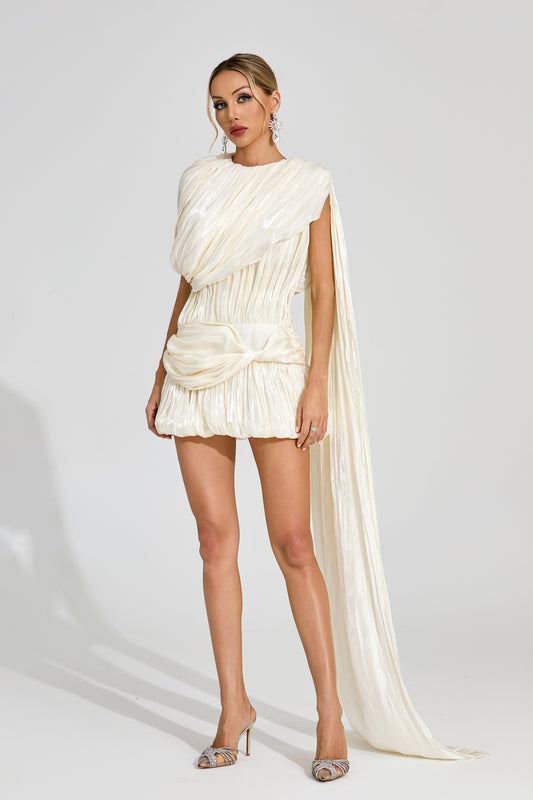 Thera Apricot Draped Mini Dress