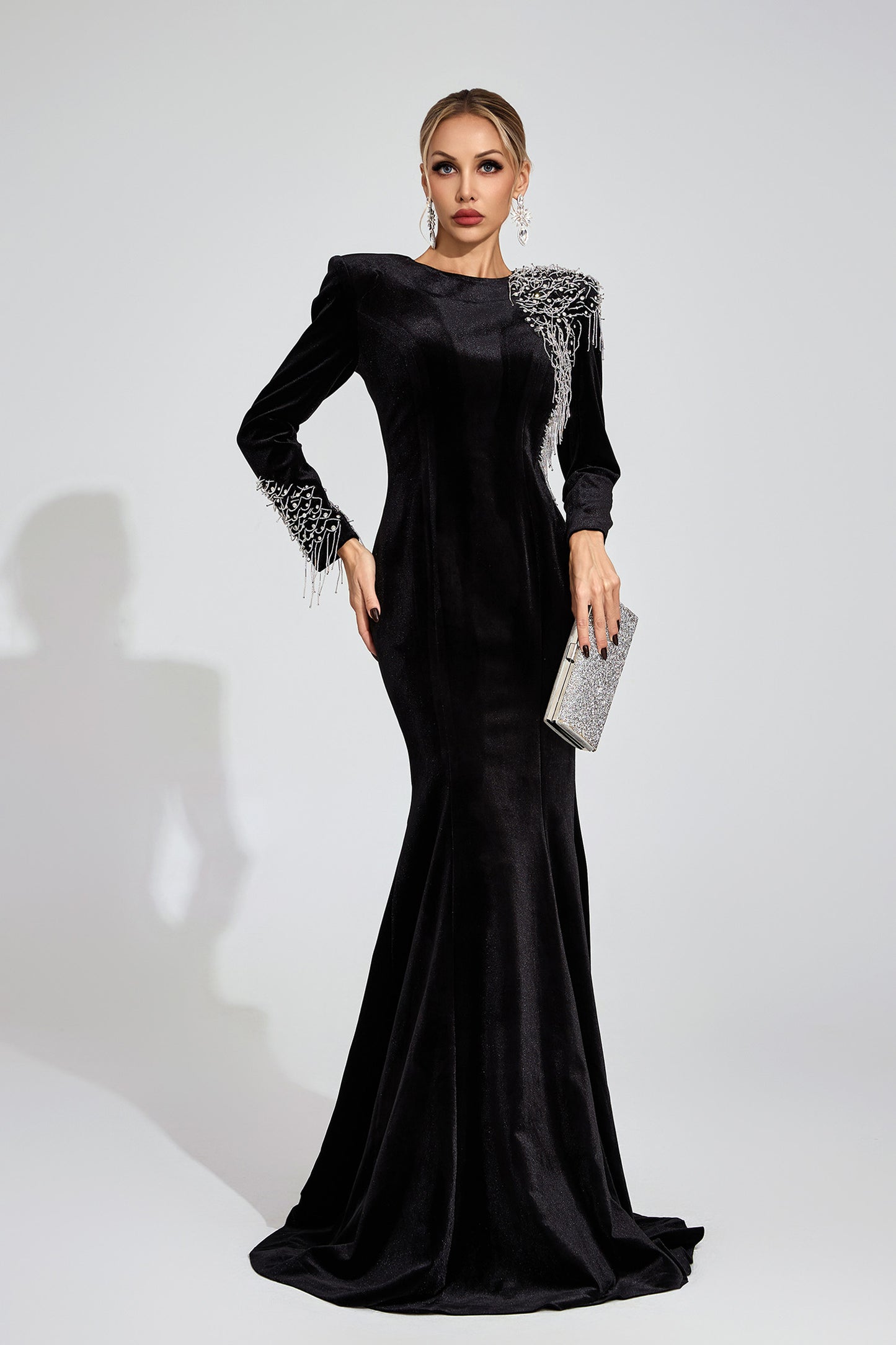 Thisbe Black Beaded Maxi Dress