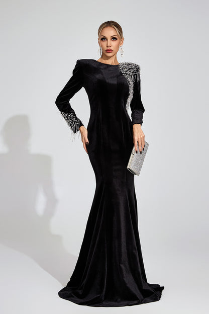 Thisbe Black Beaded Maxi Dress