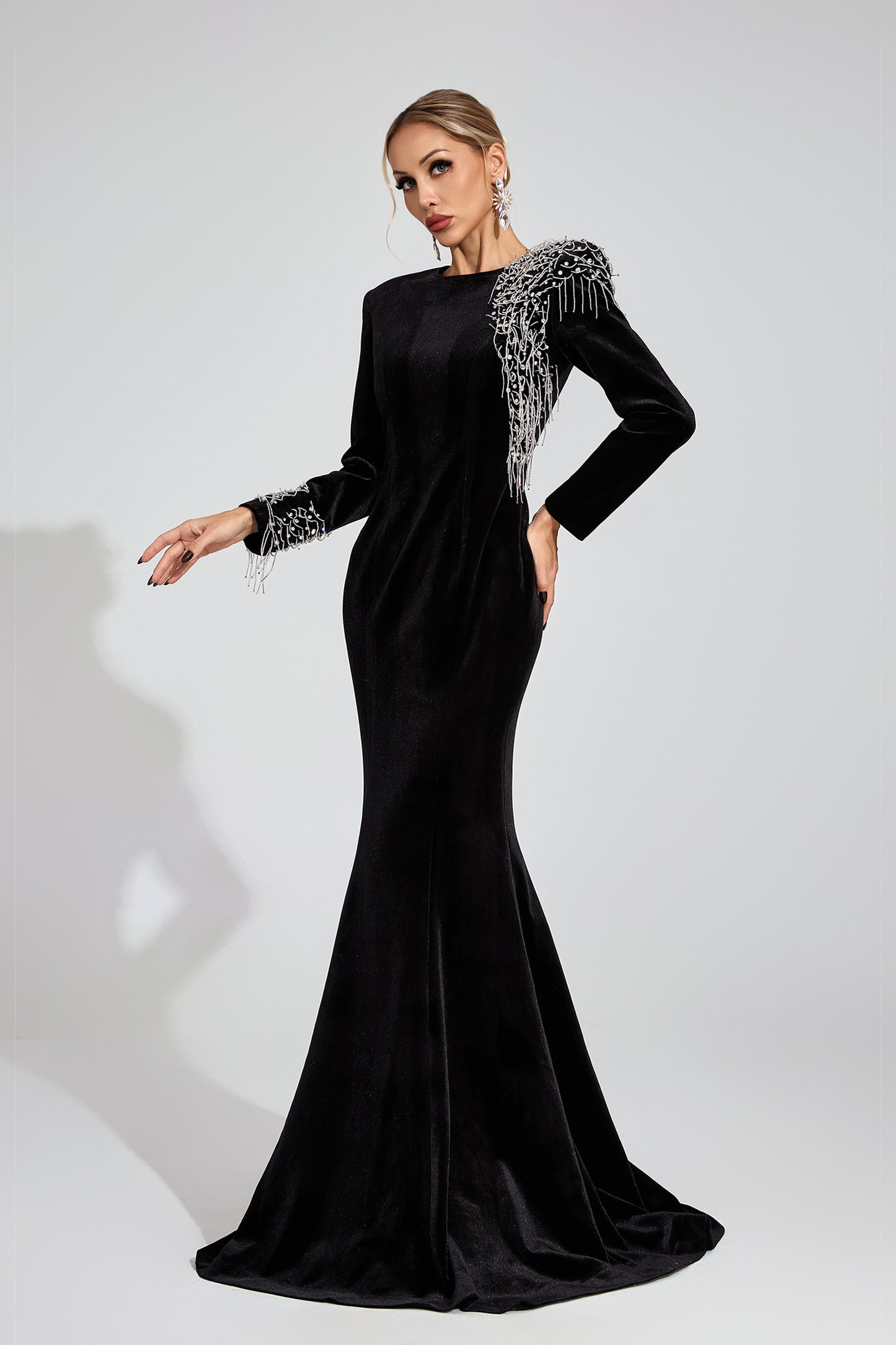 Thisbe Black Beaded Maxi Dress