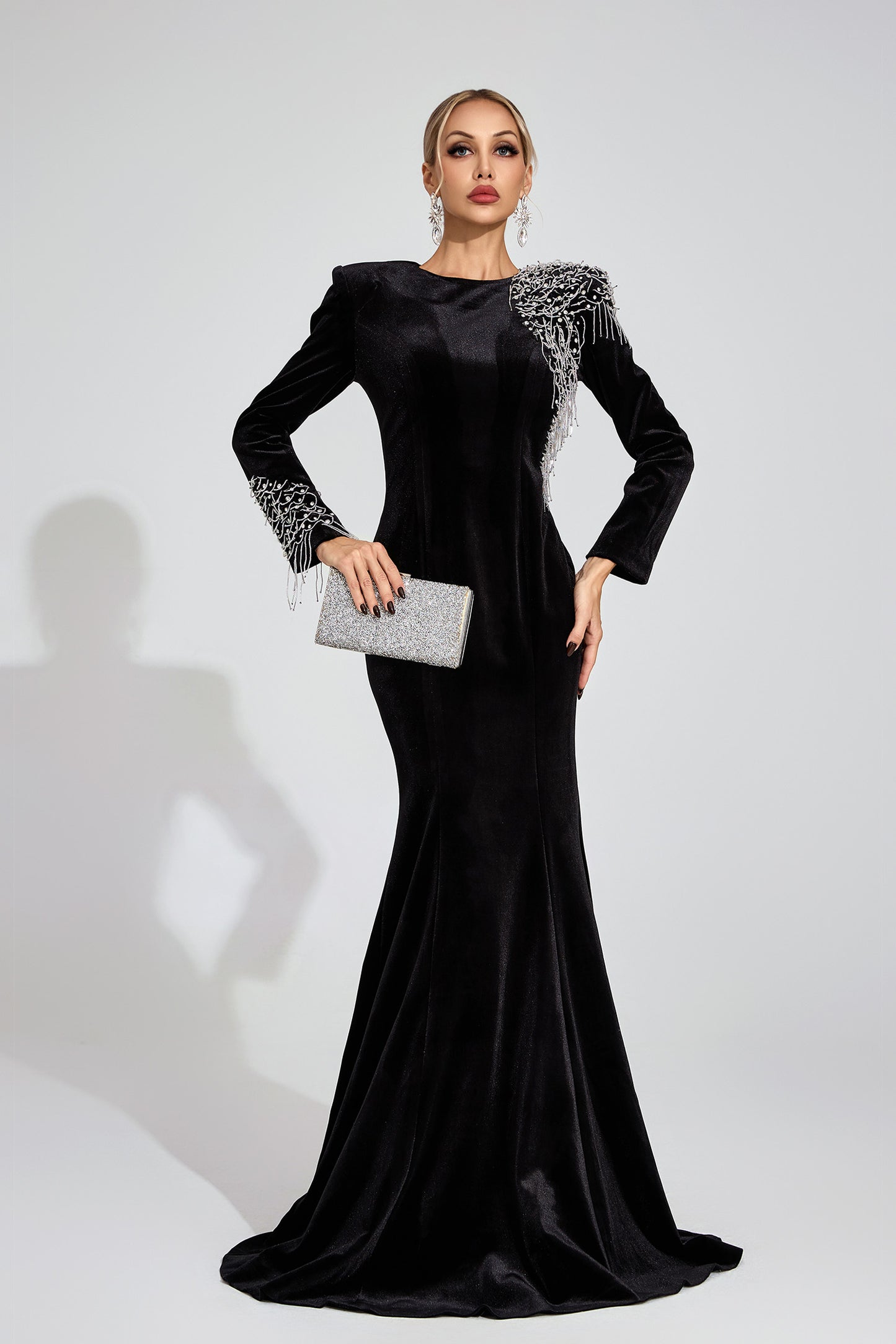 Thisbe Black Beaded Maxi Dress