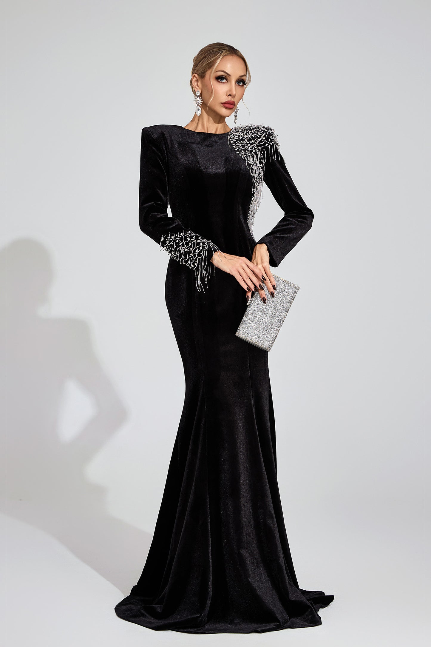 Thisbe Black Beaded Maxi Dress