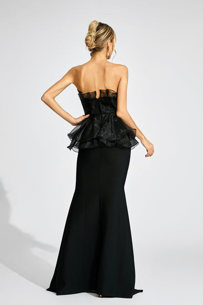 Trevelyan Black Peplum Evening Dress