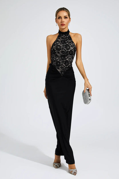 Veblen Black Lace Off Shoulder Dress