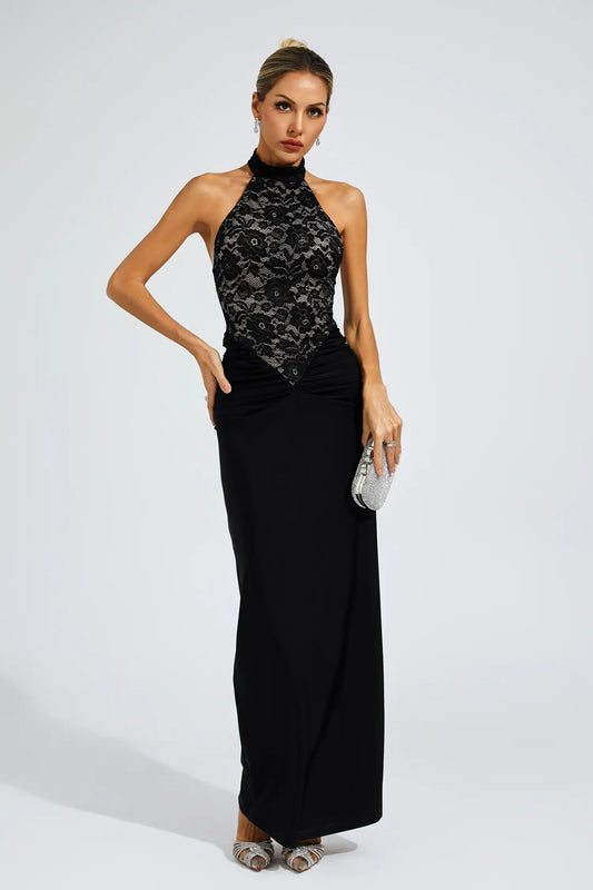 Veblen Black Lace Off Shoulder Dress