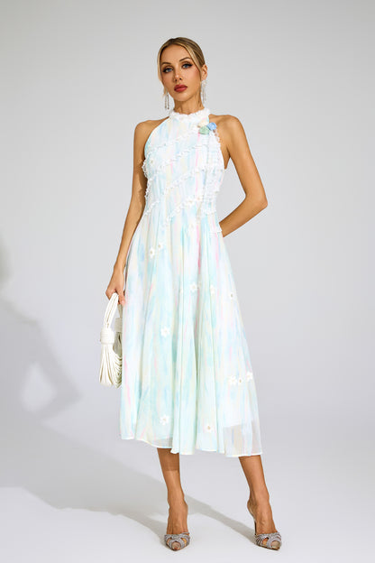 Wheatley Green Halter Sleeveless Dress